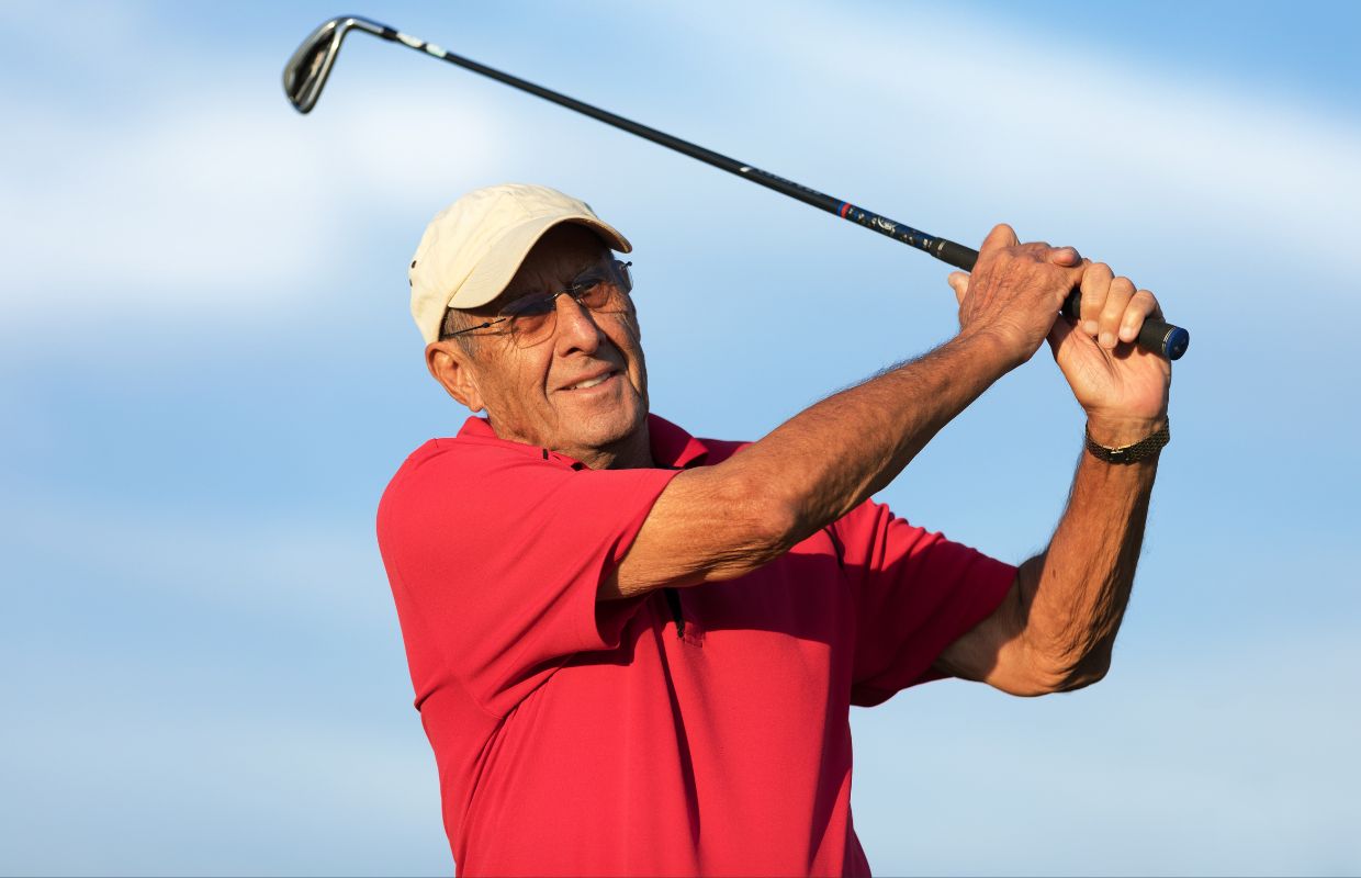 Golfer after performing a swing