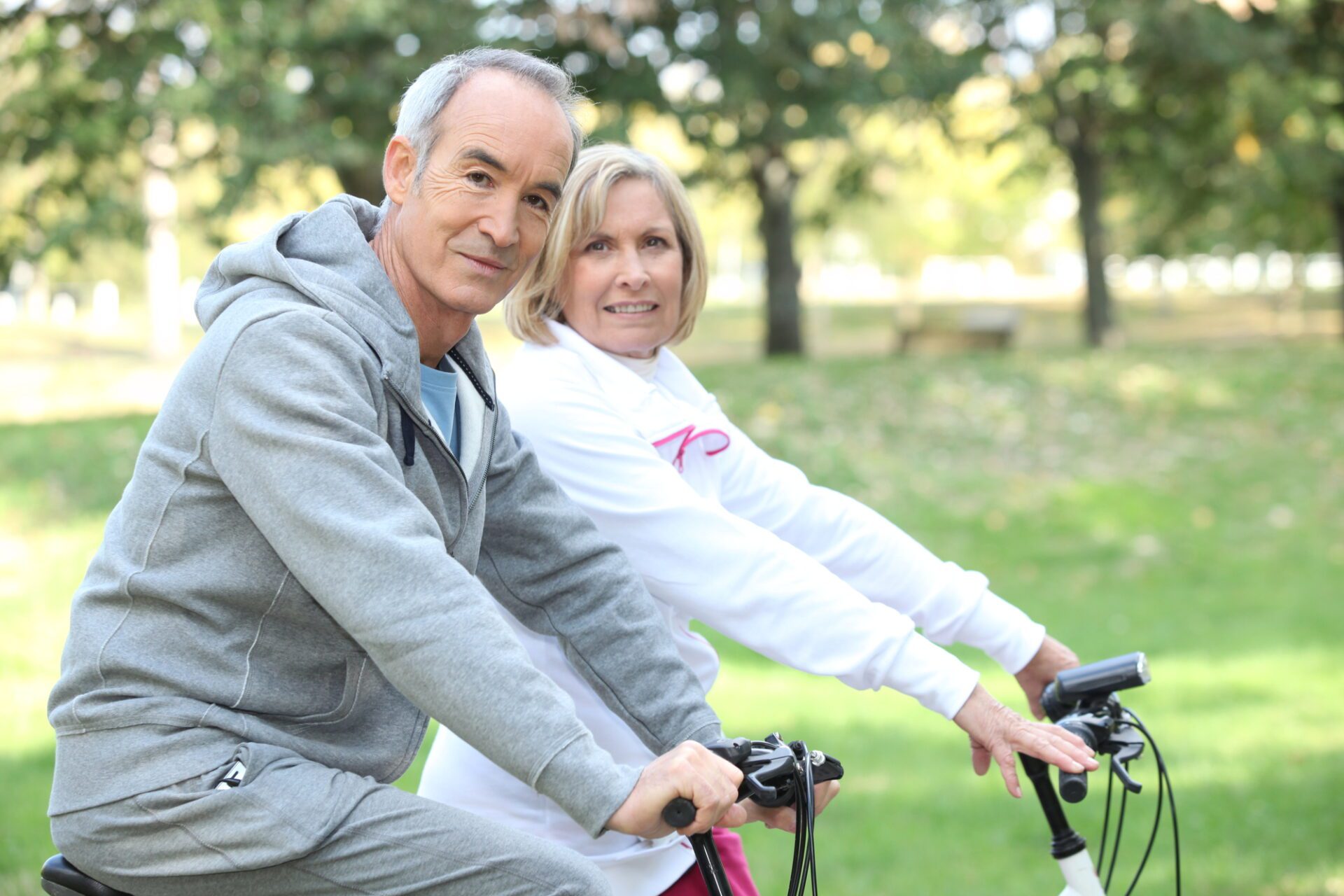 Elderly couple on bike ride