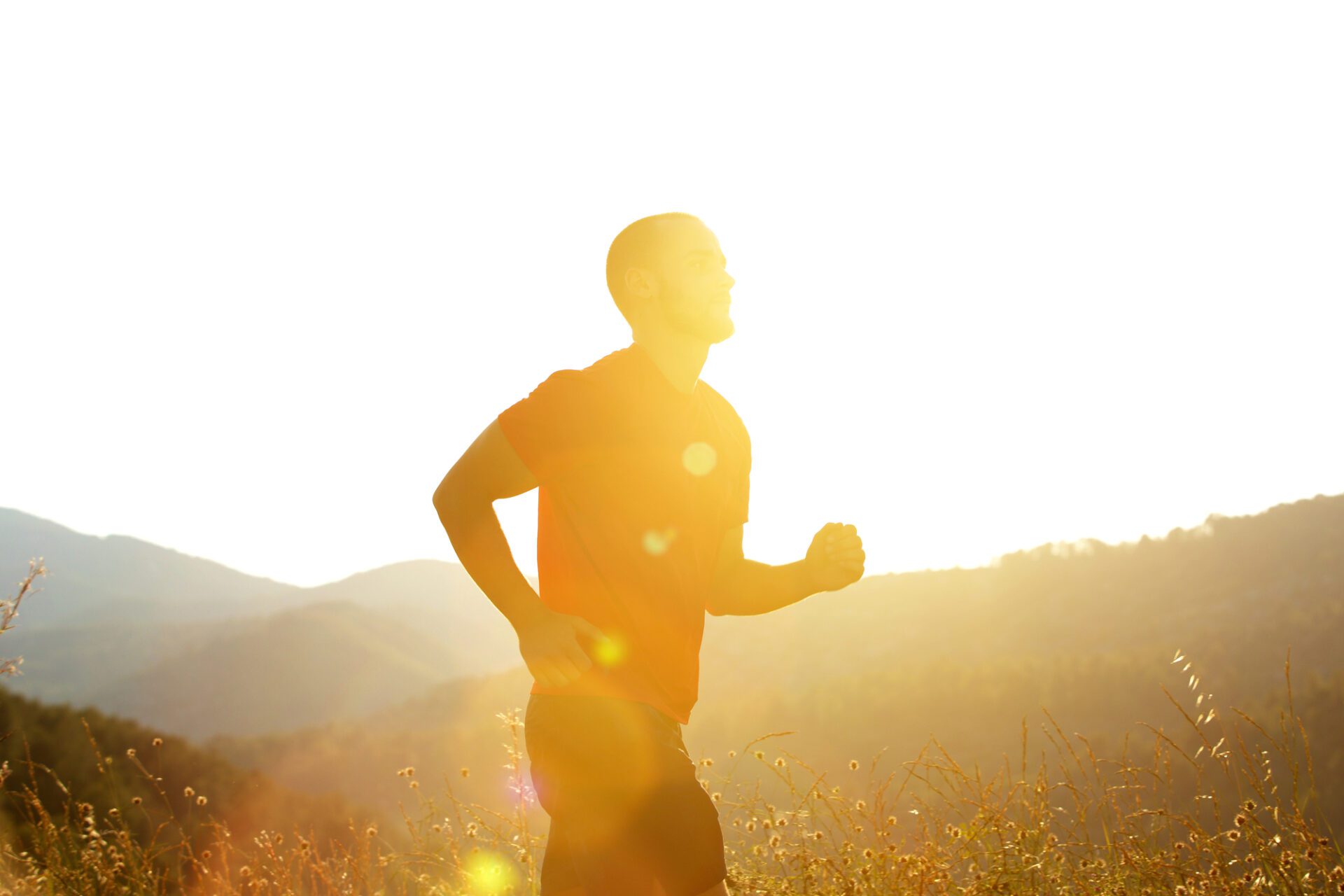 Silhouette of a man running outdoors